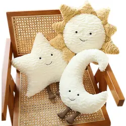 Hot Smile Moon Star Sun Cloud Plush Pillow Stuffed Soft Cartoon Weather Sofa Decor Toy Cushion  for Kids Bedroom Office