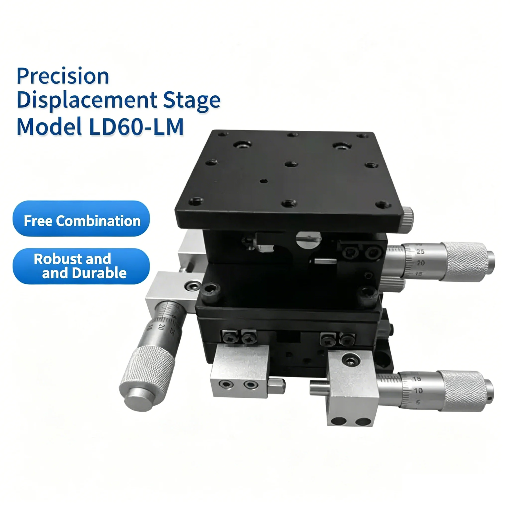 60*60mm Trimming Station Manual Displacement Platform Linear Stage Sliding Table XYZ60-LM LD40/60/80/90/125-RM XYZ Axis 40*40mm