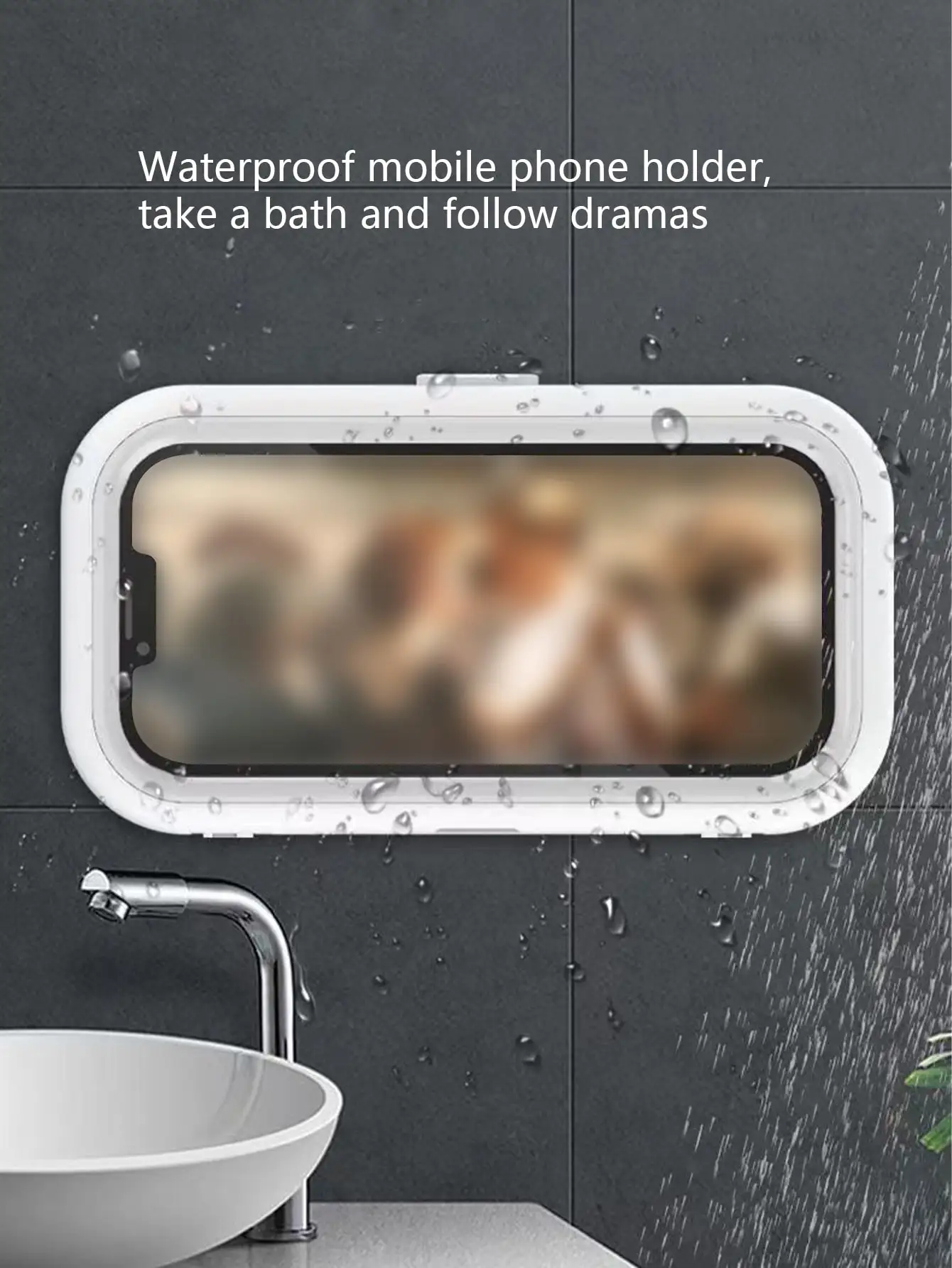 1pc Waterproof Mobile Phone Storage Box With A Rotatable Design, Suitable For Use In The Shower Or For Watching TV Programs