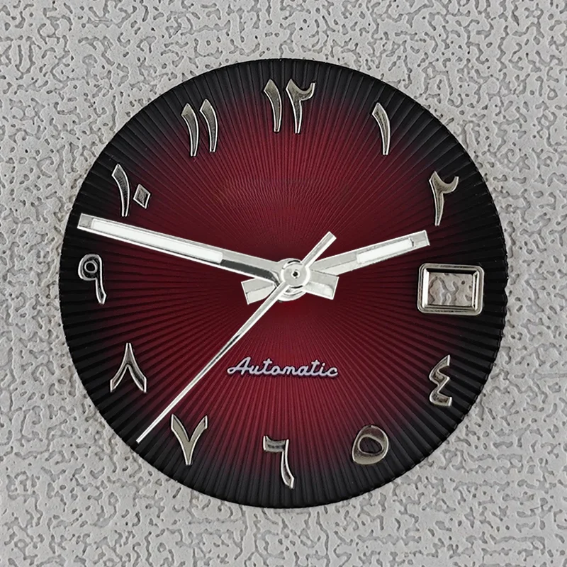 28.5mm Watch Dial With Watch Hands Arabic numerals radial texture Sunray Fit NH35 NH36 Watch Faces Automatic Movement