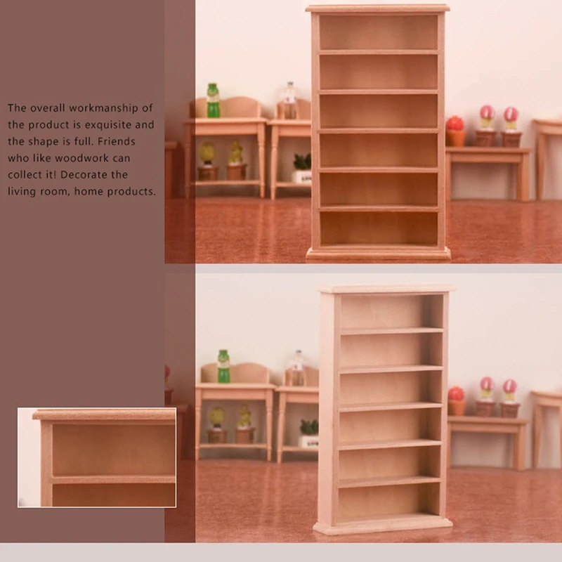 1:12 Dollhouse Miniature Wooden Display Case Bookshelf Bookcase Storage Cabinet Locker Furniture Model Dolls House DIY Decor Toy