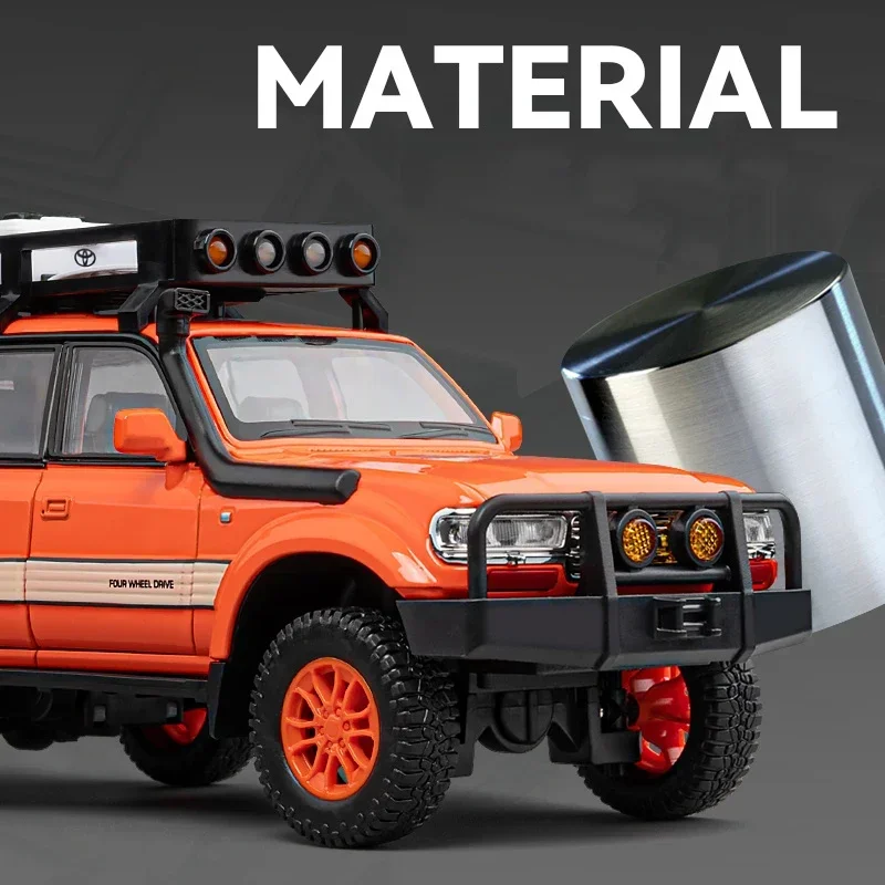 1:24 Toyota Land Cruiser LC80 SUV Legering Diecast Model Geluid En Licht Trek Speelgoed Decoratieve Trendy Ornamenten Voor Vriend Gift