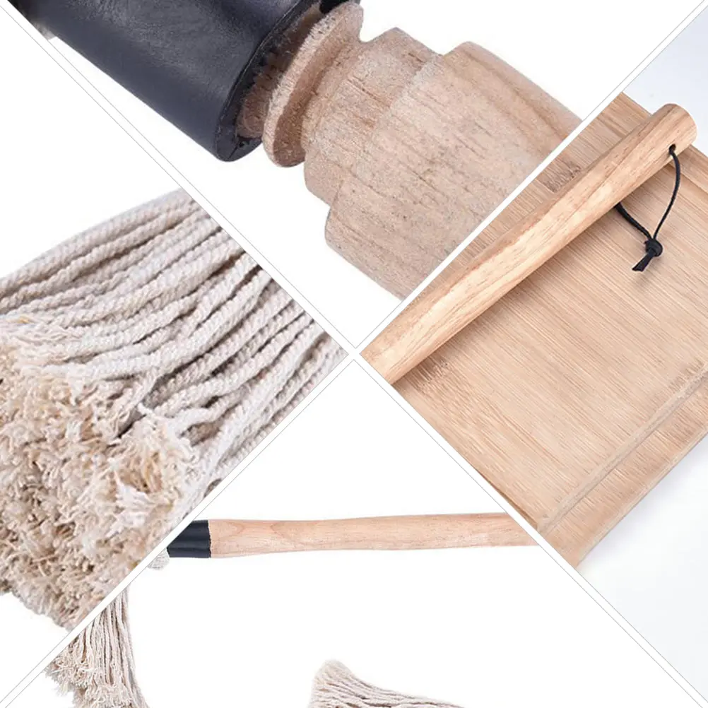 

Cotton Yarn Oil Kitchen Oil Brush High Temp Resistant Baking Accessories Wooden Handle Two Brush Heads