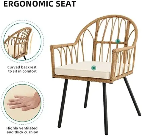 5-Piece Wicker Patio Dining Set with Umbrella Hole