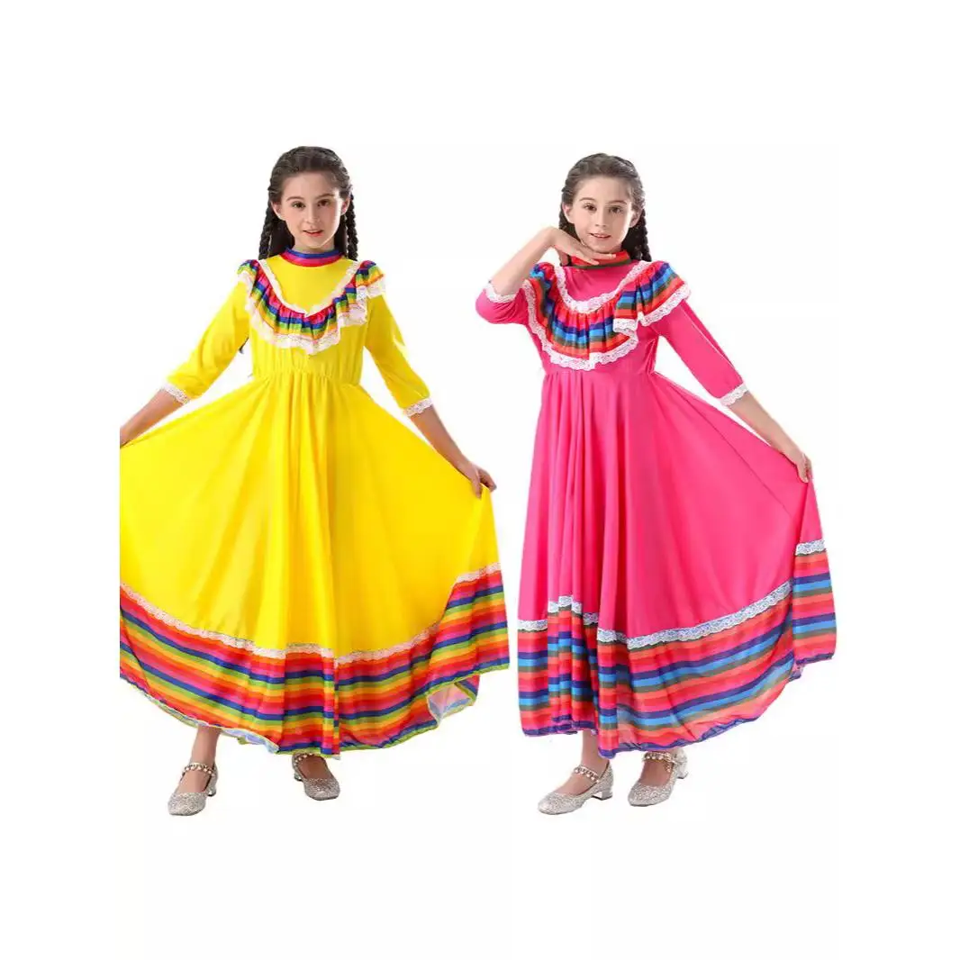 loween Girls Ethnic Dance Costume Children's Large Skirt Outfit Performance Clothes Easy to Use Cotton 00% Spring 