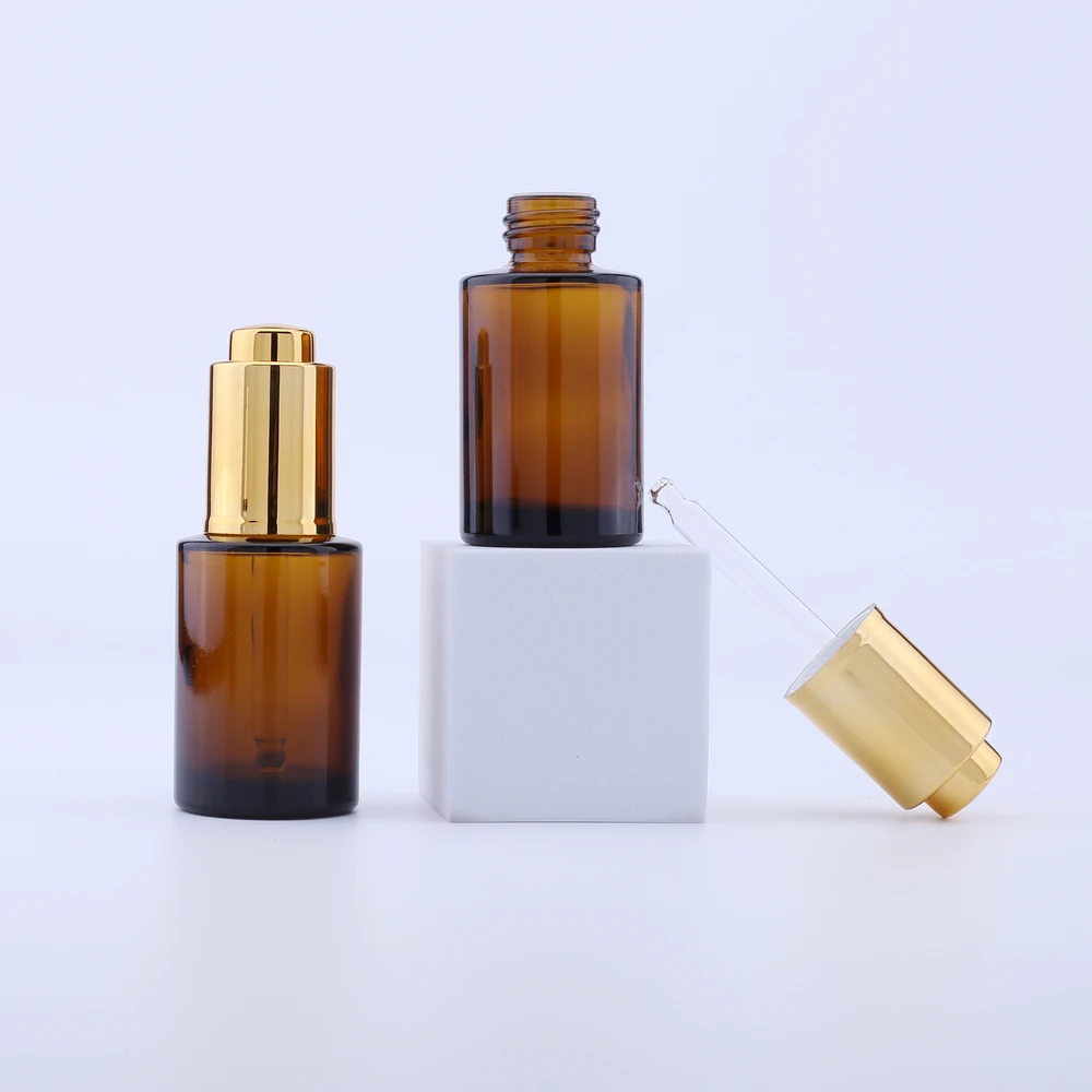 100 unids/lote 30Ml Botella cuentagotas de Vidrio grueso Botella Cristal Envase de embalaje cosmético vacío viales botellas de aceite esencial