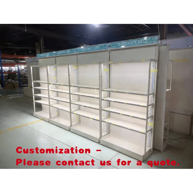 custom.Professional Makeup Display Cabinet Beauty Salon Embedded Light Strip Cosmetic Product Display Shelves