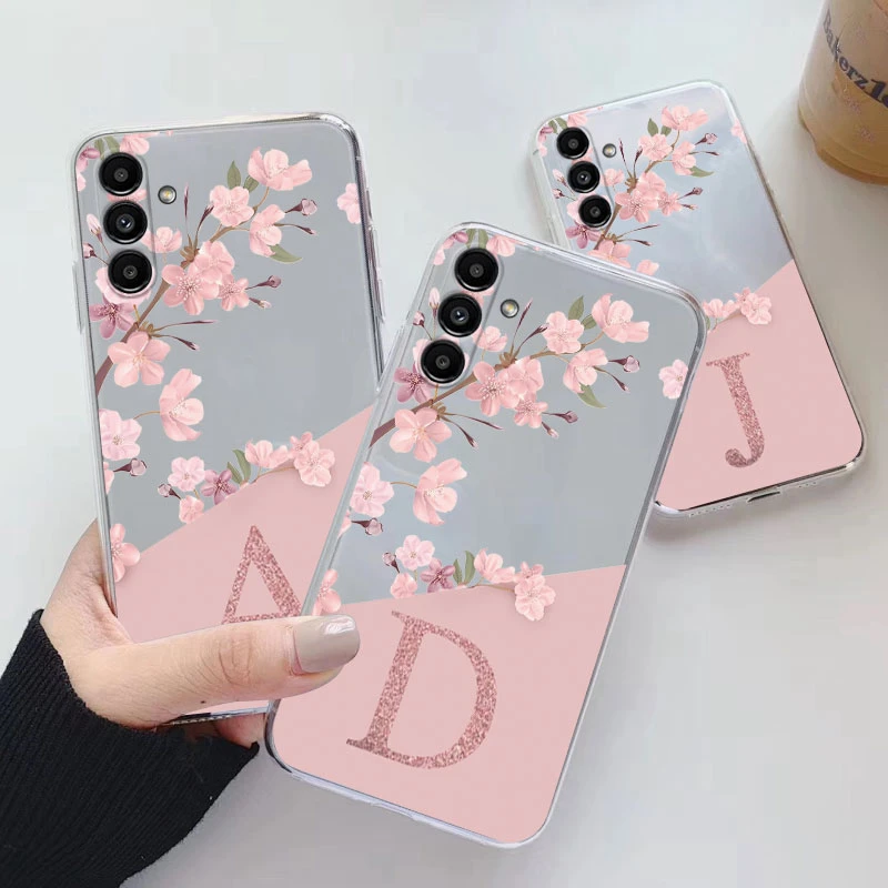 For Samsung A24 4G Case Soft Slim Luxury A-Z Letters Back Cover Shockproof Fundas Clear Bumper For Samsung GalaxyA24 A 24 Bags