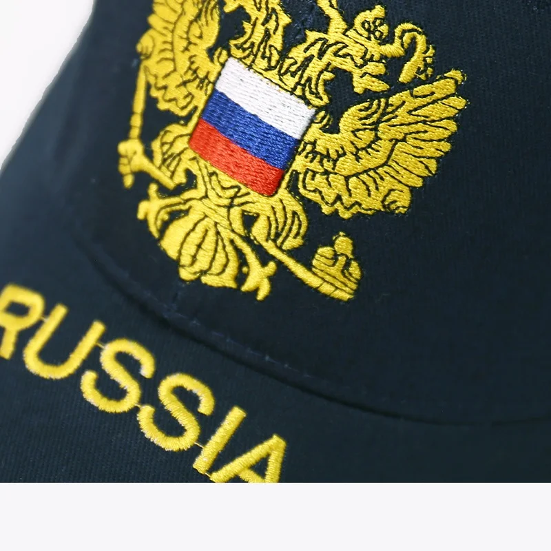 Russian national emblem, national flag, embroidered baseball cap, outdoor sports cap, golden double headed eagle duckbill cap