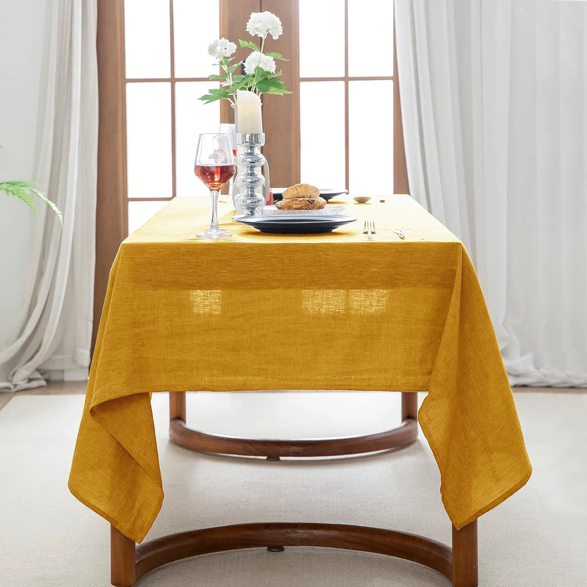 Einfache Tischdecke aus schlichtem Polyester, Tischdekoration für Hochzeiten, Feiertage, Küchentischdecke, weiche Tischdecke – Detail 2