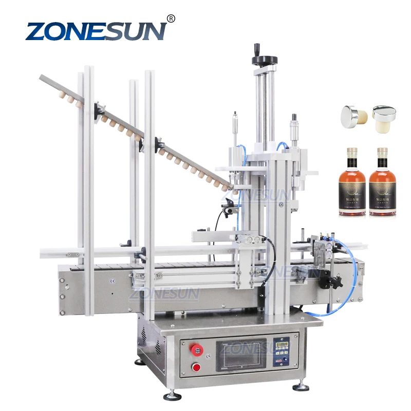 ZS-XG1870D1 Tabletop Cork Pneumatic Automatic Wine Bottle Capping Crimping Pressing Machine