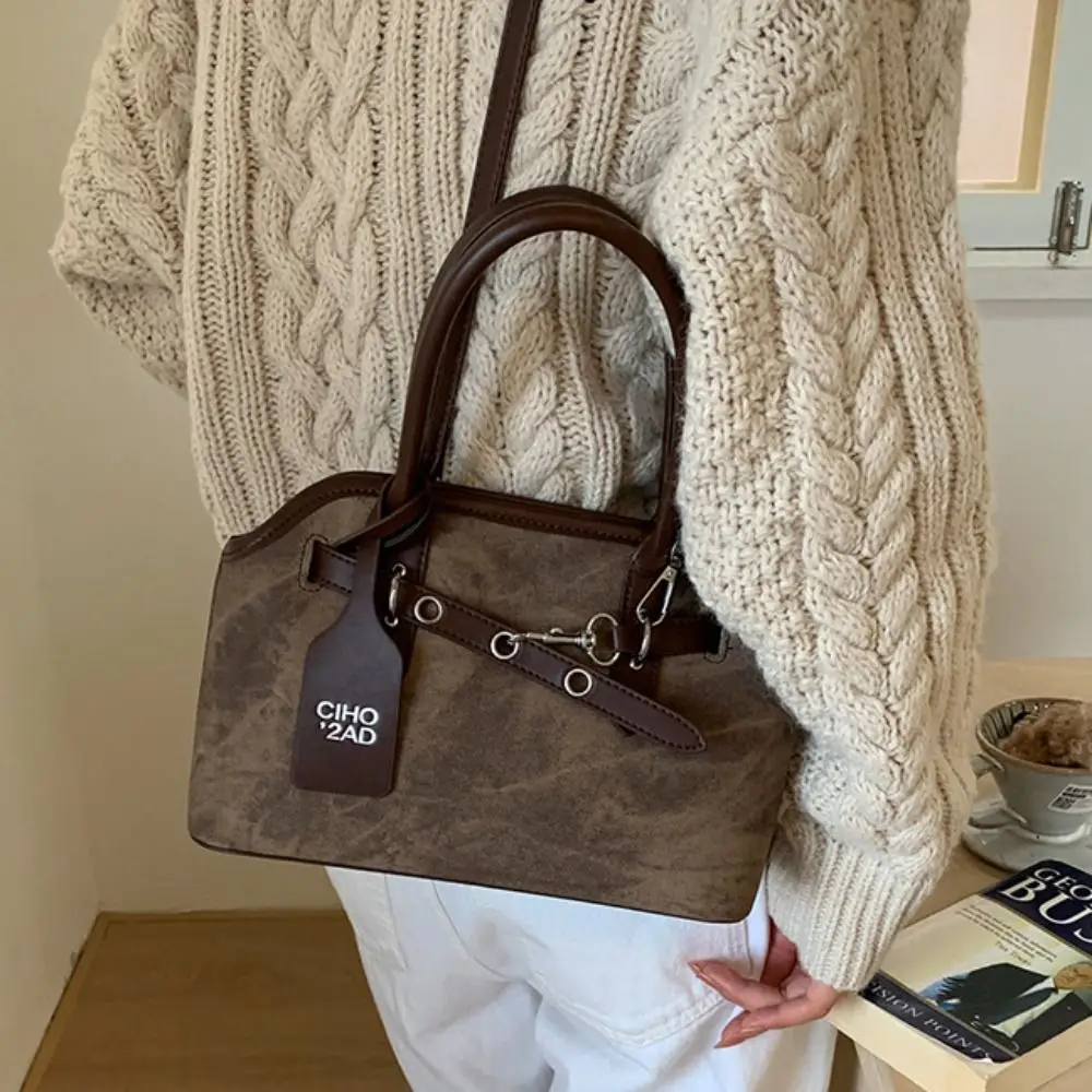 Mode Reine Farbe Gürtel Shell Handtasche Luxus Große Kapazität Retro Unterarm Tasche Schulter Tasche Koreanischen Stil Pendeln Tote Tasche Winter