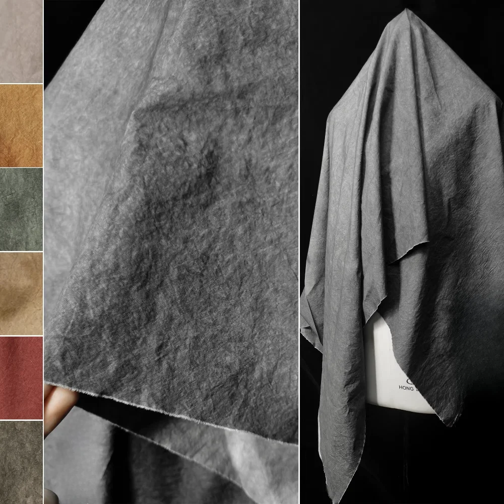 

Серо-черная ткань оксфорд с эффектом тай-дай в винтажном стиле, креативная, для ветровок, дизайнерская ткань для одежды, материал для шитья своими руками, продается на метры