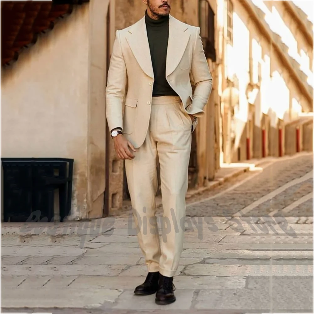 

Slim Fit Men's Suits Two Pieces Wide Notch Lapel Single Breasted Blazer Pants Solid Color Casual Party Prom Daily Streetwear