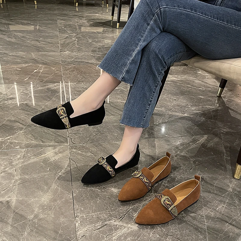 Women Casual Shoes Slip-on Comfortable Flat Luxury Designer Pointed Toe Fashion Cheap Products and