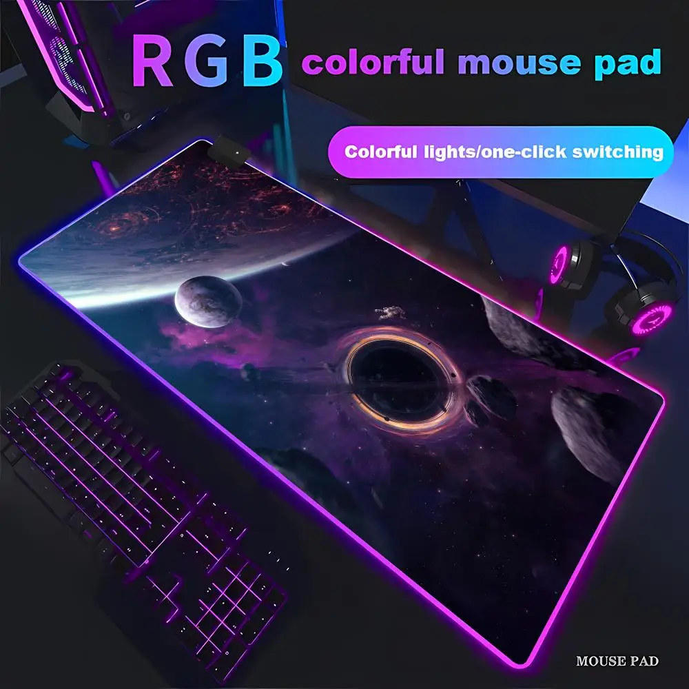 

RGB Galaxy Milky Way Mouse Pad XXL 90X40 Carpet PC Gamer Computer Keyboard Desk Mat Anti-slip HYBXAXC Gaming Led Backlight Mats