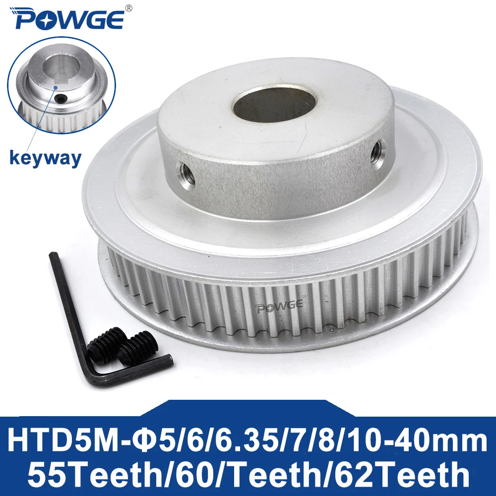 POWGE 55 60 62teeth HTD 5M Timing Pulley BF Bore 10/12/14/15/16/17/18/19/20/25/30/40 for HTD5M belt width 15/20/25mm 55T 60T 62T