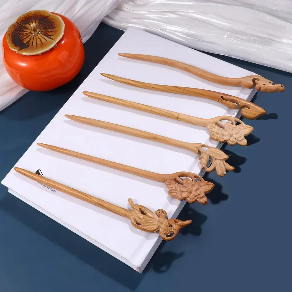 鳥雲蝶波形ヘアスティック鹿角中国ヘアフォーク韓国ヘアクリップ女性漢服ヘアピン木製ヘアスティック