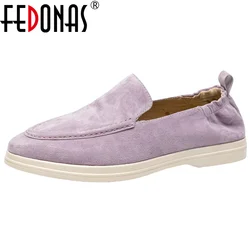 FEDONAS New Women Flats Platforms Suede Leather Shoes Round Toe Fashion Elegant Office Shoes Woman Autumn Casual loafers Shoes