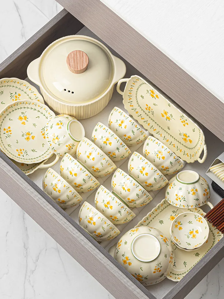 PYH dish set new ceramic tableware household gift high value and chopsticks combination housewarming