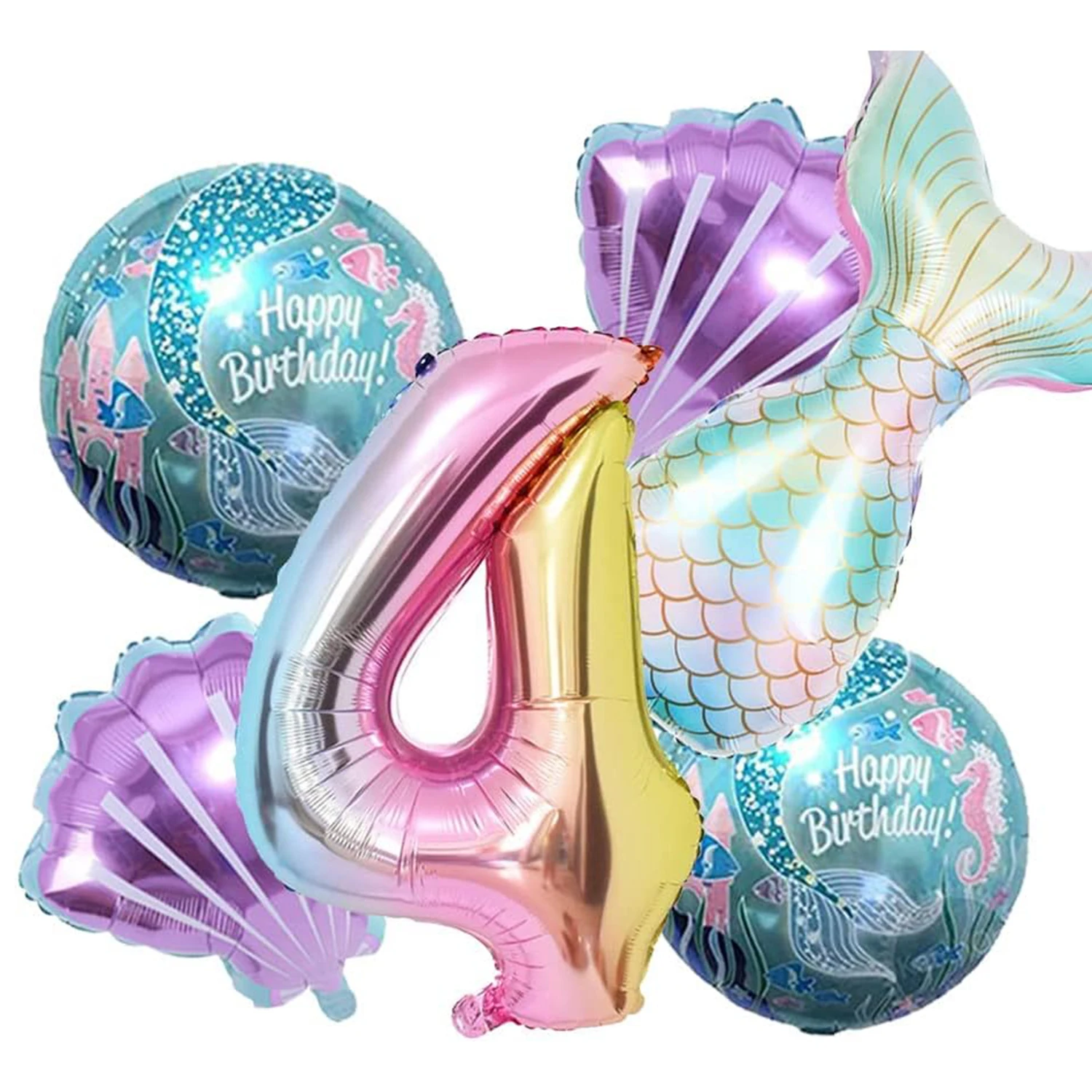 Mermaid Balloon 32 inch Digital Aluminum Foil Balloon Children\'s Birthday Party Decoration Baby Shower Decoration