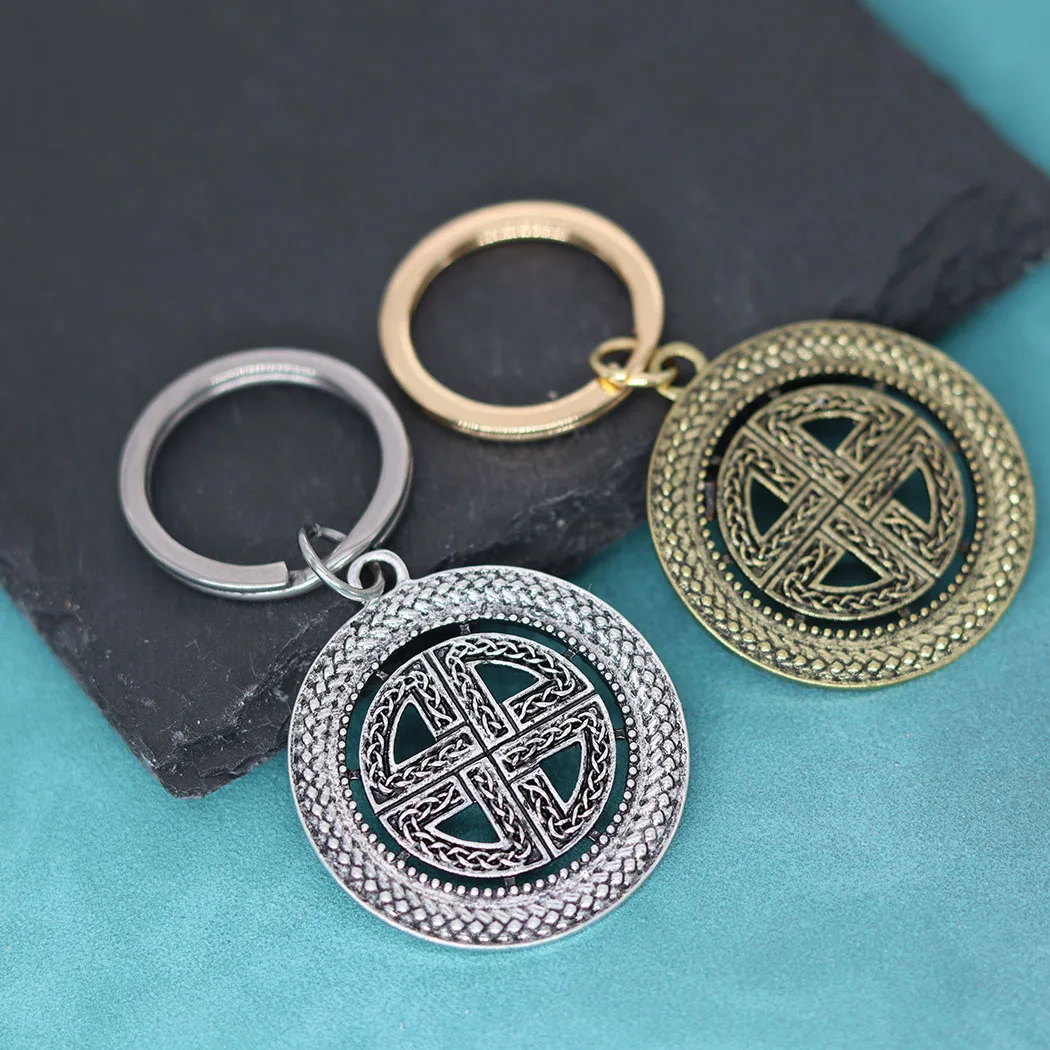 Sheild Knot Asatru Celtic Pendant Keychain For Men Women Slavic Key Chains Viking Jewelry Birthday Gift