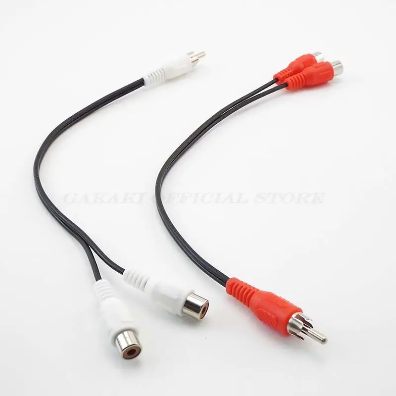 1 to 2 Way RCA Male to Female Plug RCA Connector Adapters Y Splitter Audio Cable Wire AUX Extension Cord Converter 25cm