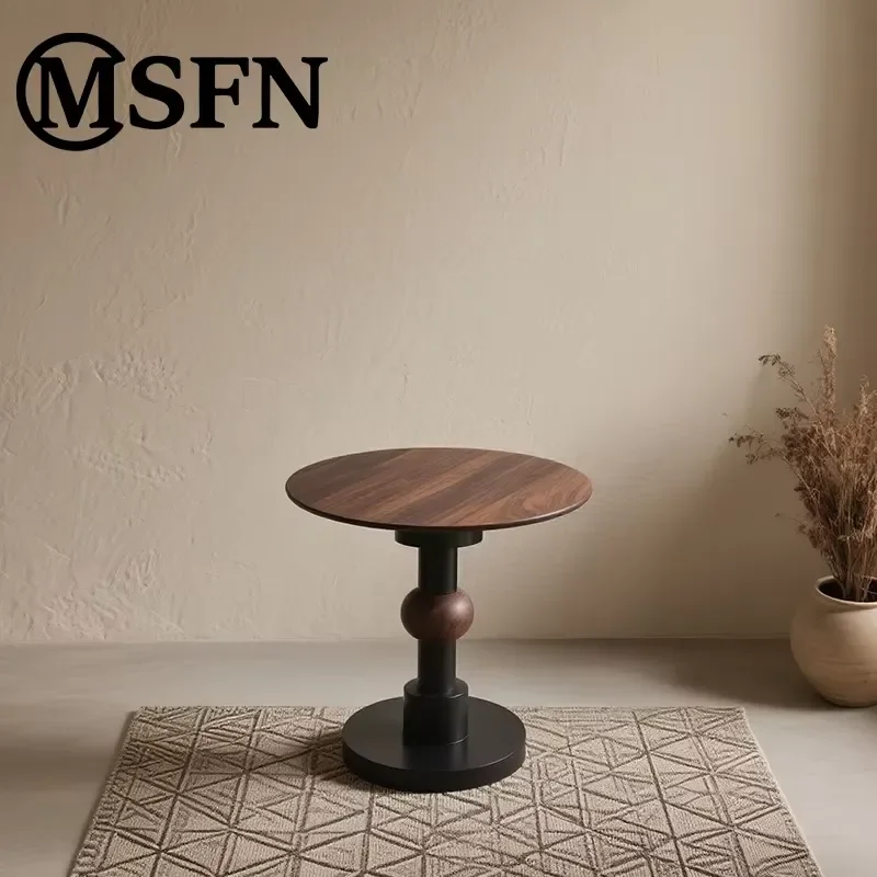Modern Luxury Solid Wood Entrance Table Black Brown Contrasting Spherical Decor for Dining Room Bedroom Living Room Hotel