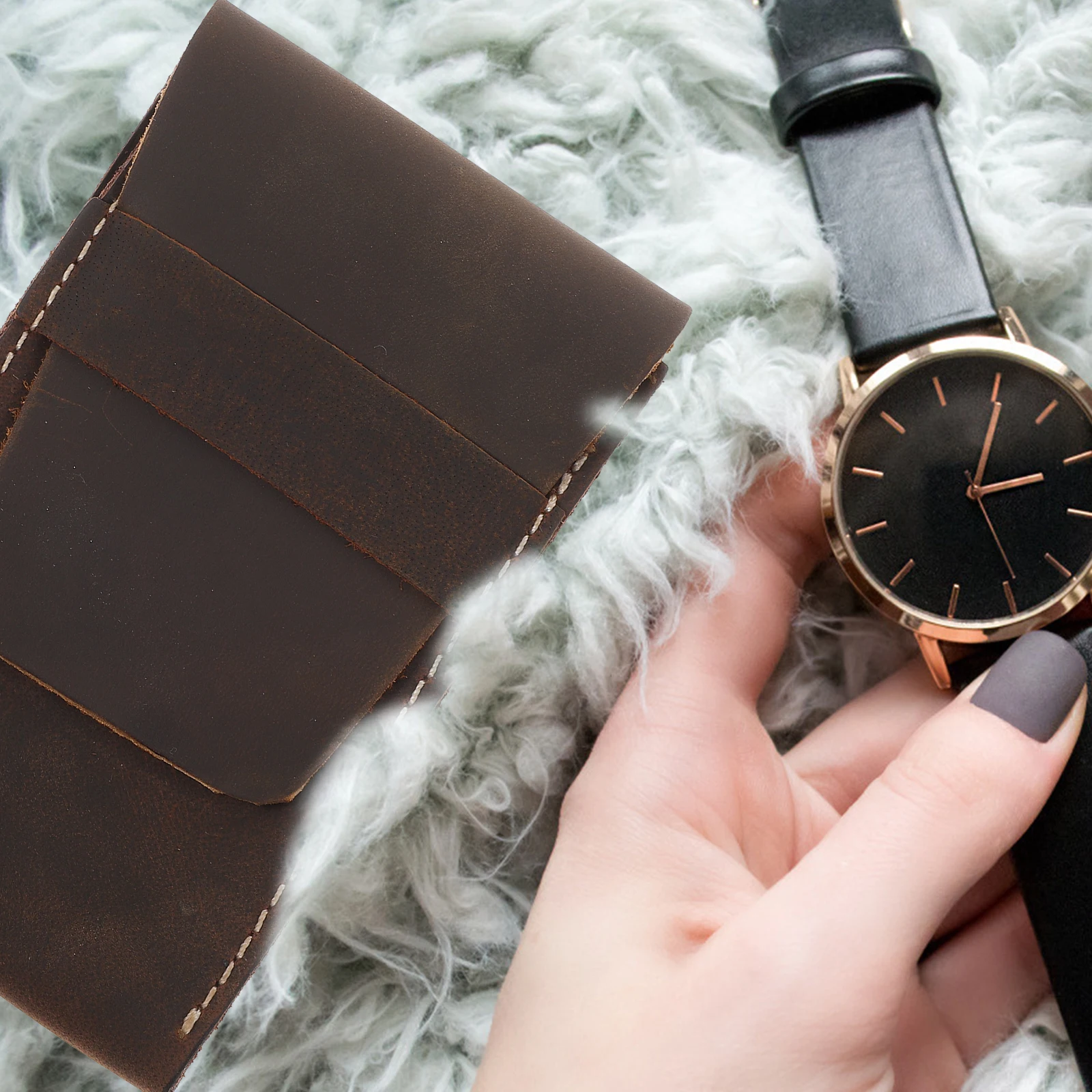

Watch Storage Bag Single Coffee Cowhide Pouch Durable Lightweight Travel ganizer Fits Watches Men Women Portable Simple