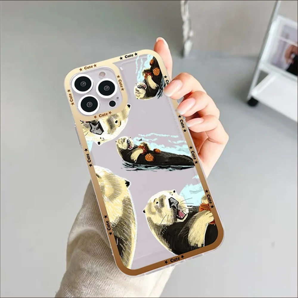 Cute Otter Lutra lutra Phone Case For iPhone 14 13 12 11 Pro Max Mini X Xs XR 6 7 8 Plus SE 2020 Transparent Case