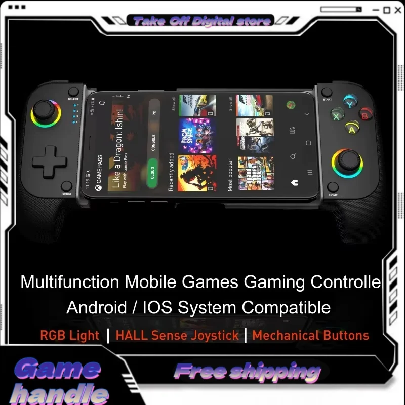 7009f Bluetooth Gamepad Rgb Light Effect Mechanical Button Left Right Stretching Structure Supports Android Ios Hall Rocker