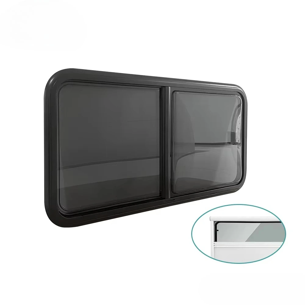 Horizontal Sliding Double-layer Acrylic Glass Window RV Camper Trailer Replacement 2-Piece Parallel Sliding RV Window 4mm