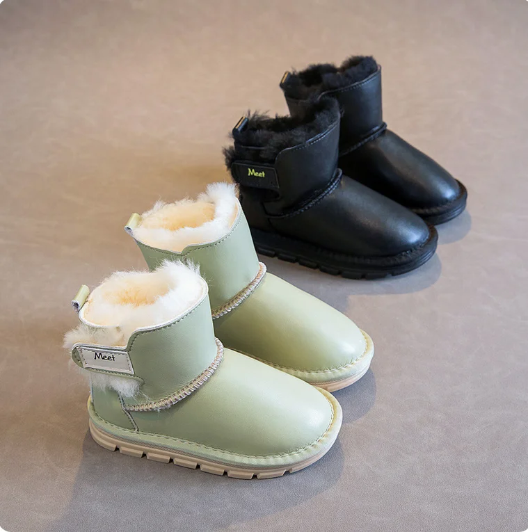 New Children's Winter Boots for Girl Fashion Warm Versatile Boy Snow Boots Trend Causal Kids Ankle Cotton Boots Thickened Plush