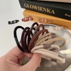 1pc Brown Color Twill Elastic Rubber Hair Bands Korean Simple Versatile Hair Rope Stretch Women Ponytail Holder Hair Ties