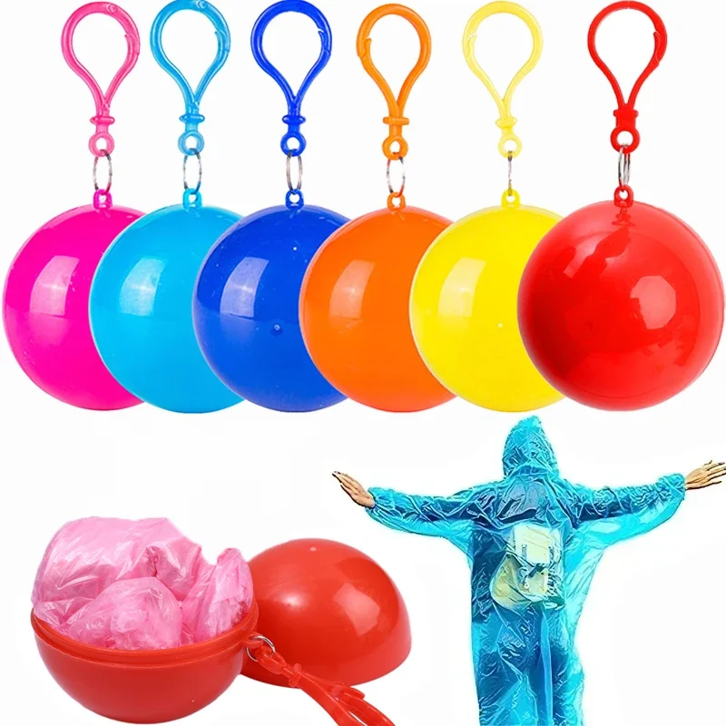 Portable Raincoatball for Adults Mini Disposable Thicken Raincoat Unisex Emergency Waterproof Raincoat Cape with Keychain