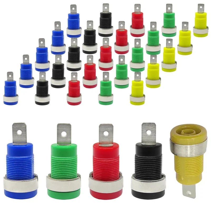 40PCS Insulated Safety 32A 4mm 5 Colors Banana Socket Terminal Female Jack Panel Mount Socket Binding Post Wire Connector