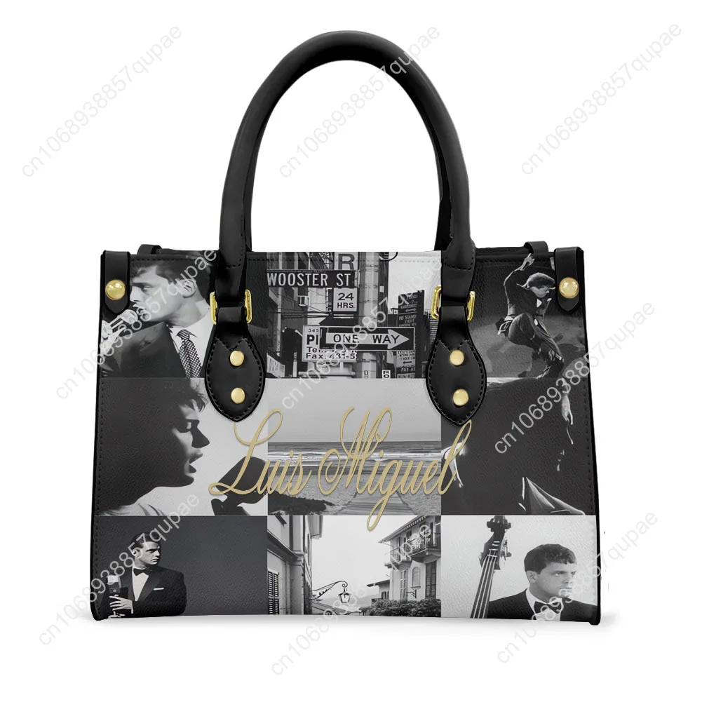 Luis Miguel Mexico Singer Tote Bag Purse Womens Mens Personalized Text Image PU Leather Handbag Business Shopping Gift Bags
