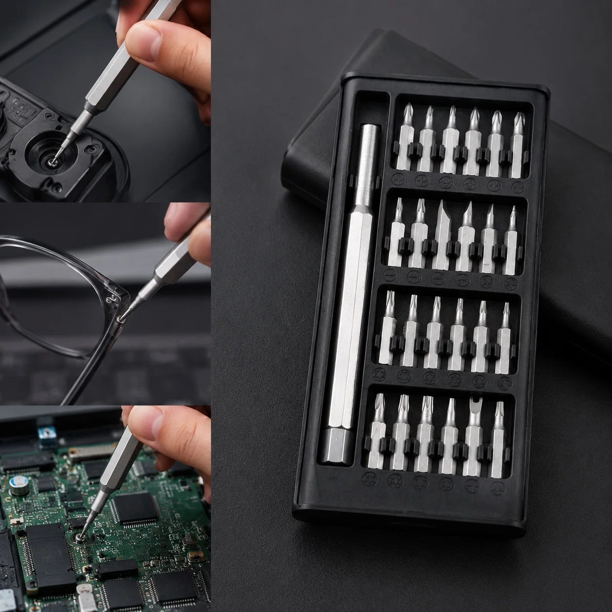 Jeu de tournevis multifonctionnel 24-en-1, outil essentiel pour le démontage et la réparation de montres, d'ordinateurs portables et de téléphones portables
