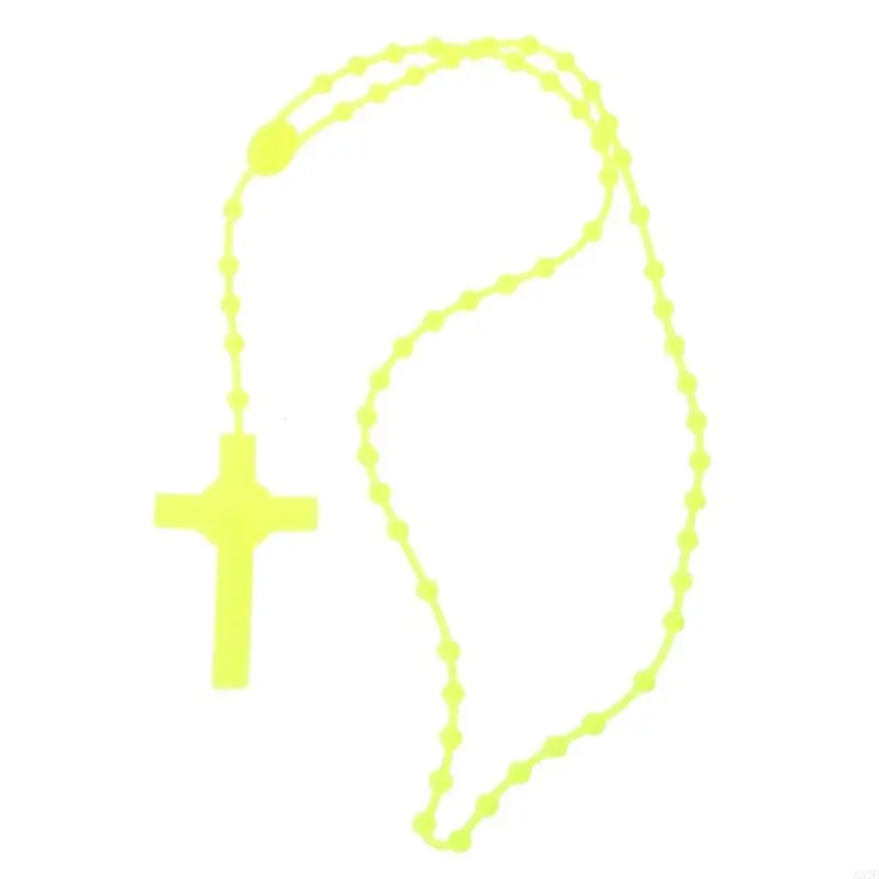652F Rosary Beads Luminous Noctilucent Necklaces Glowing Rosary Necklaces Catholicism Religious Jewelry Party Gift for Prayer - Image 2