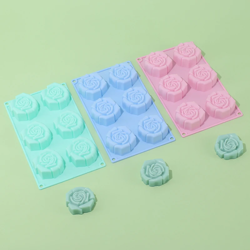 Silicone Mold Rose Flower Shaped Chocolate Mold 6 Cavity baking Fondant Dessert Flower Cake Decorative Baking Tool Ice Tray