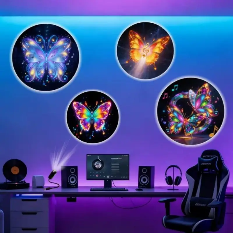 Creative Dreamy Butterfly Pattern Themes USB Projection Light For Room Ceiling Background Decoration