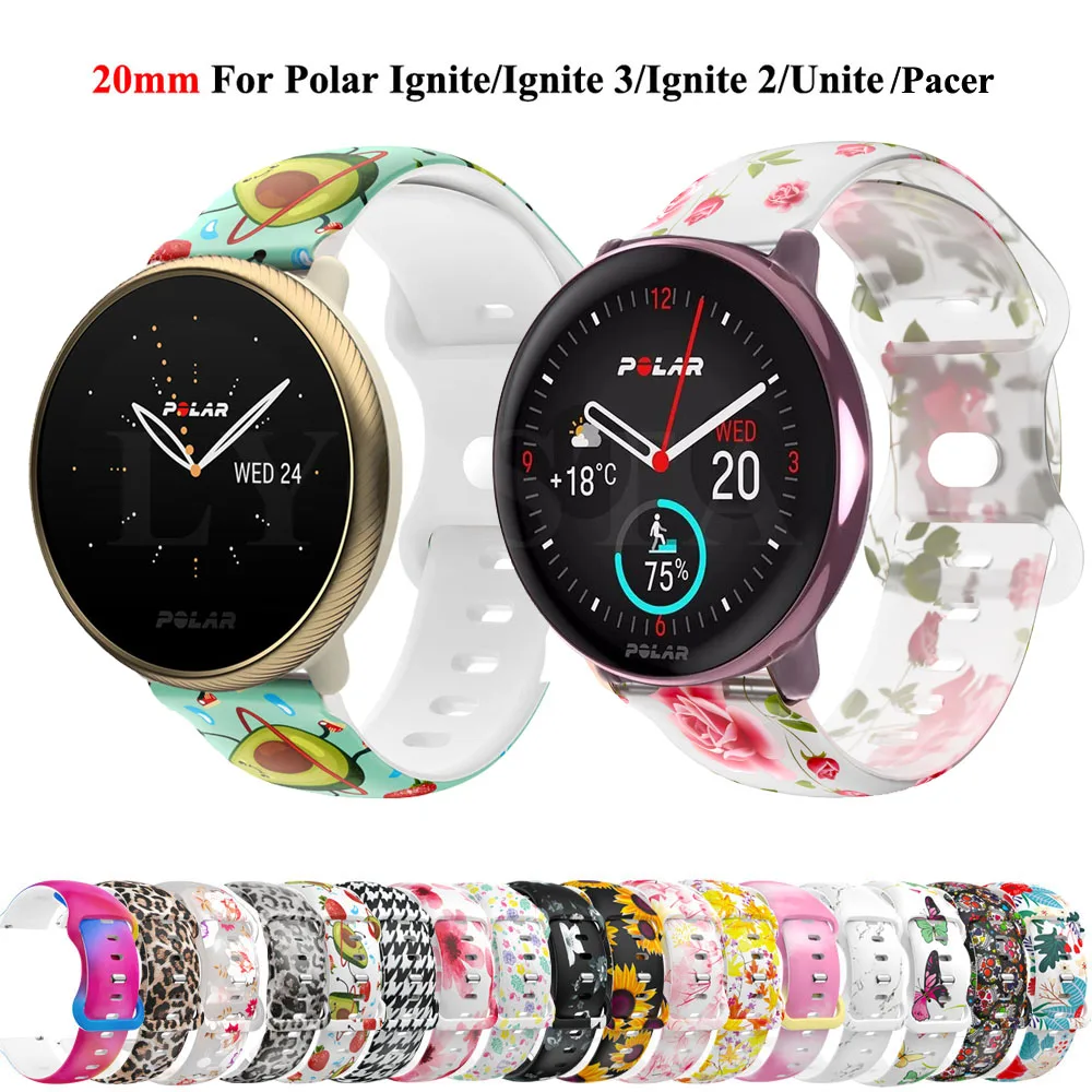 20mm Silikon bedrucktes Armband für Polar Pacer/Zünden 3/Zünden 2/Zünden/Unit Armband für Suunto 3 Fitness Correa