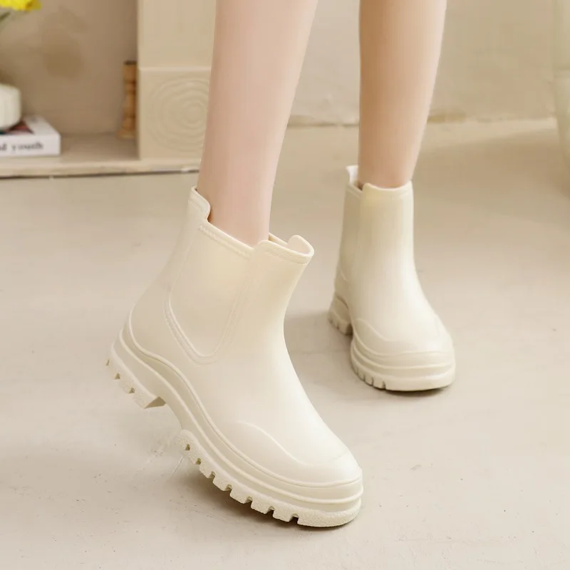 Botas de Lluvia antideslizantes para Mujer, zapatos impermeables de goma estilo Chelsea, para pesca y jardín