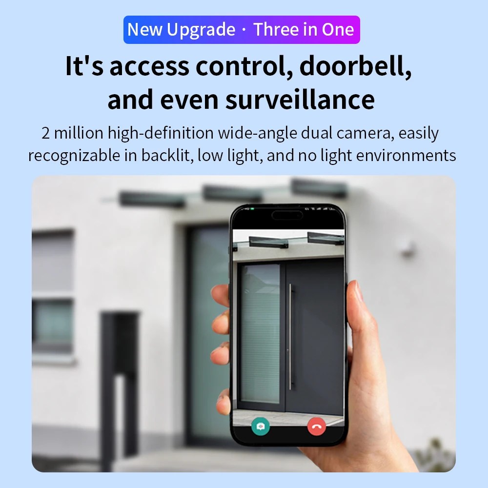 Tuya APP WiFi الوجه وكلمة المرور البيومترية نظام اتصال داخلي مرئي 7 بوصة تعمل باللمس HD كاميرا في الهواء الطلق مقاوم للماء ملف API مجاني #4