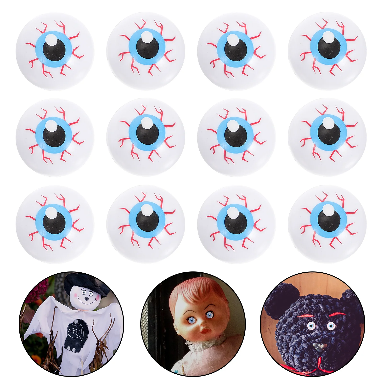 24 Pcs Hollow Bouncing Eyeball Fake Eyeballs Toys Realistic Bounce Halloween Party Plastic