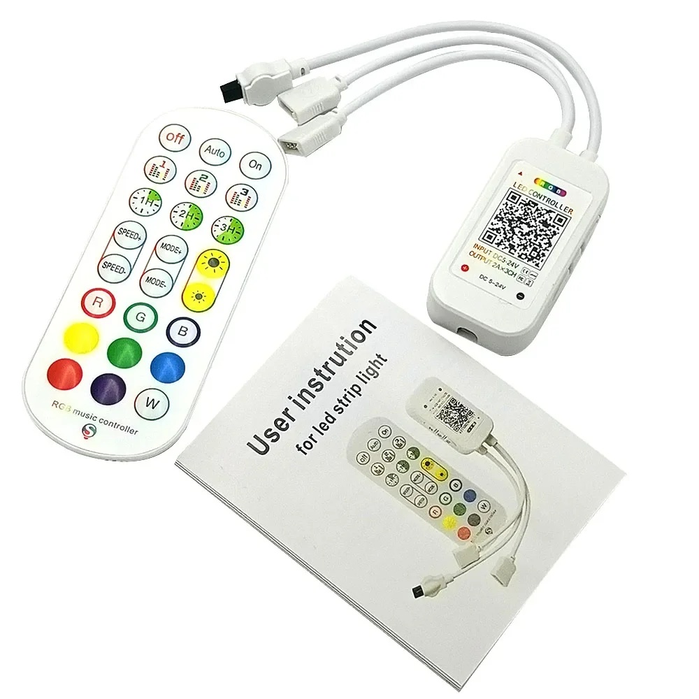Bluetooth Music Controller DC5-24V MIC Sound Sensor Timing 40Keys IR Remote Wireless APP Control For 3528 5050 RGB LED Strip