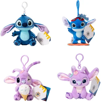 Llaveros de peluche de punto de dibujos animados de Disney de 12cm, colgante pequeño de animales de peluche, bolso escolar colgante, regalos de Navidad y cumpleaños, juguetes para niños
