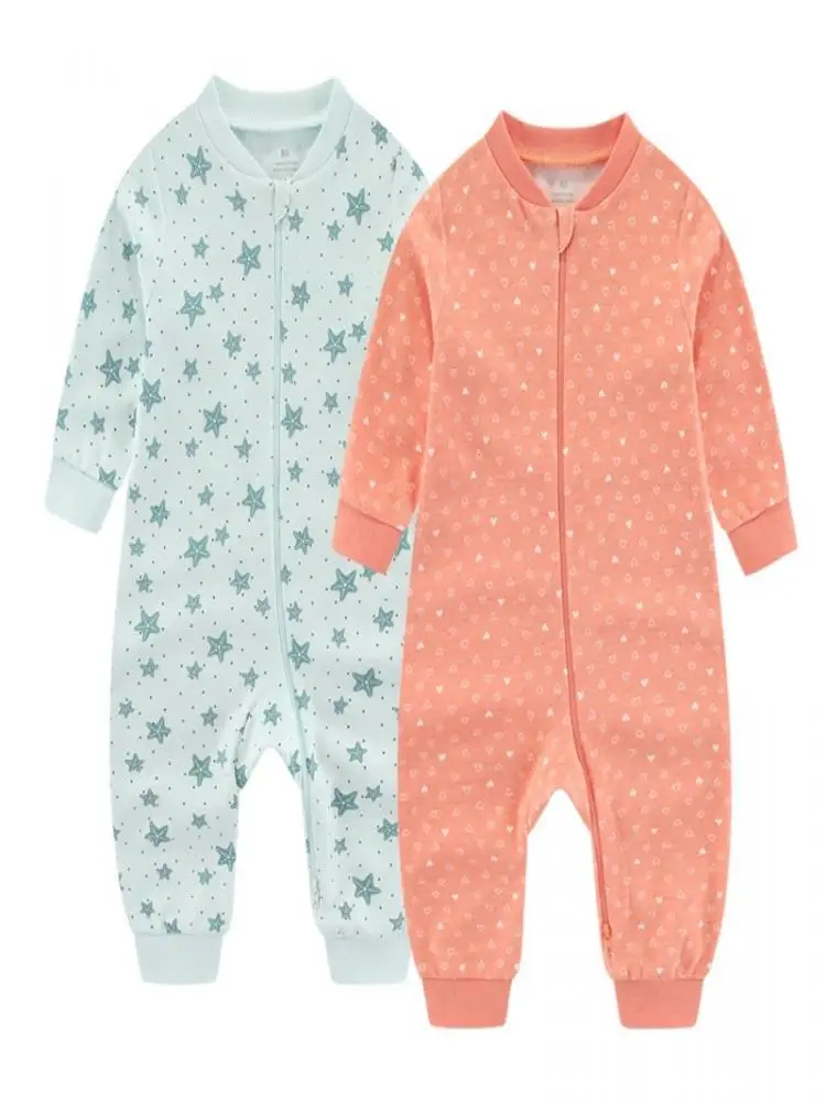 2 Pieces Print Cartoon Cotton Jumpsuits 0-24Months Newborn Baby Girl Clothes 2-Way Zipper Baby Boy Clothes Long Sleeve