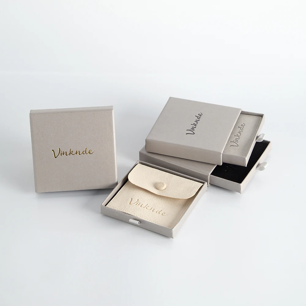 

24Pcs Earrings Ring Packaging Case Pendant Bracelet Jewelry Drawer Box Grey Necklace Pull out Storage Boxes With Velvet Snap Bag