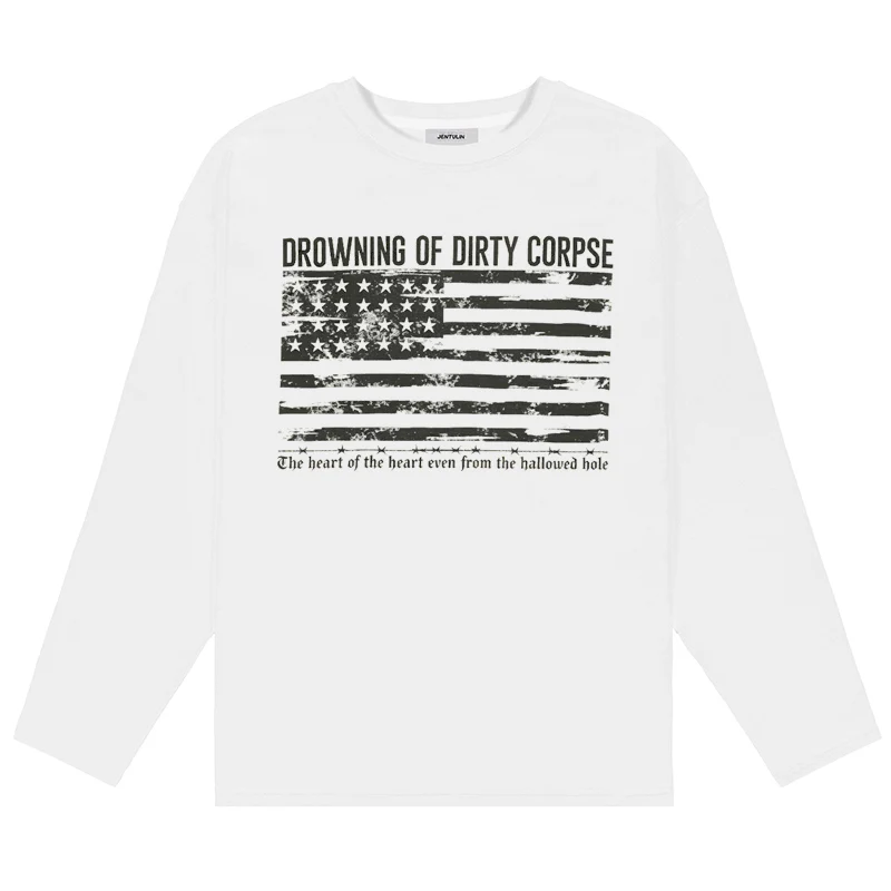 Sommermode Herren Streetwear Rundhals Y2k Top Langarm Harajuku Kleidung Herren Rundhals-Oberteil Kpop T-Shirt